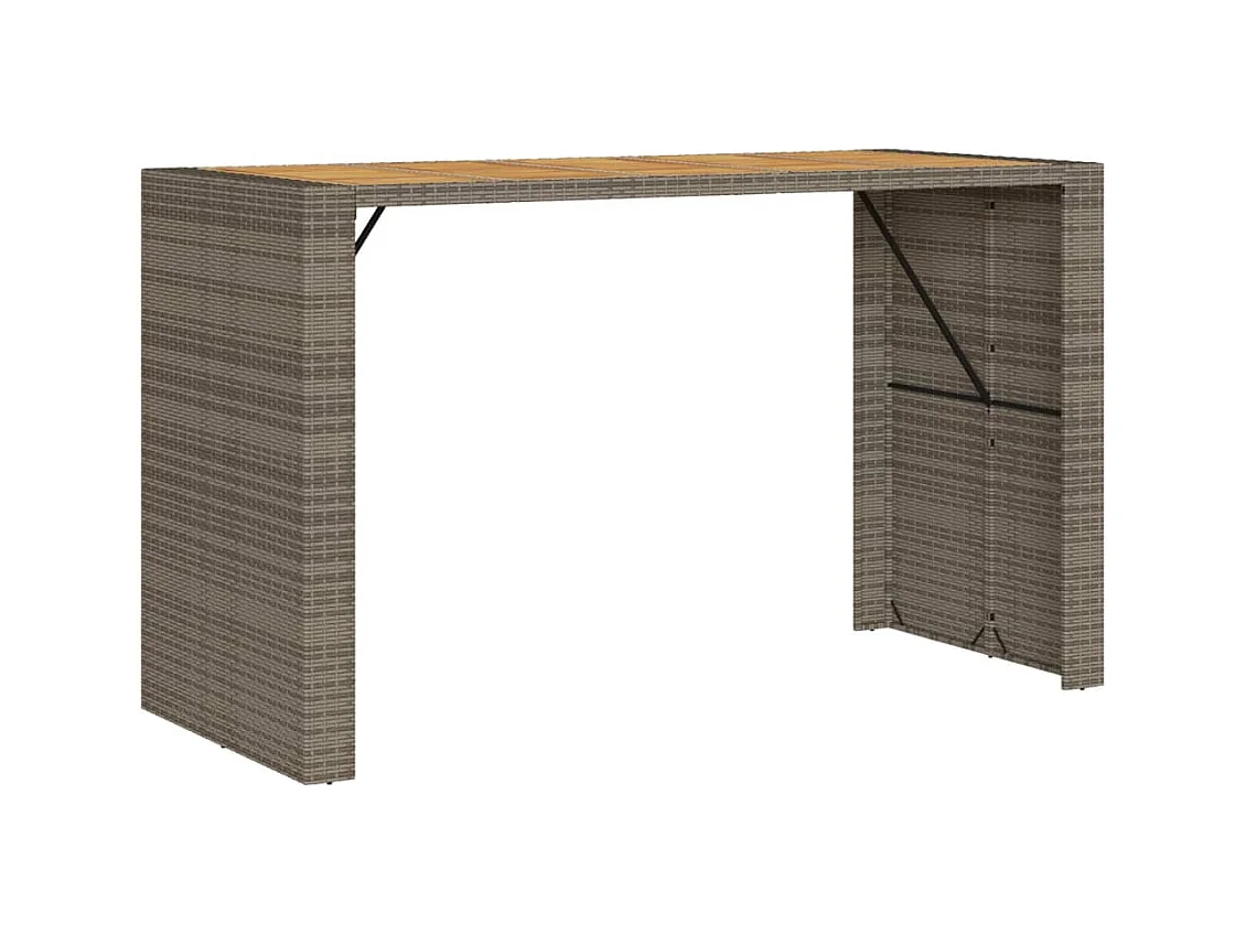 Karaca  Table de bar de jardin et dessus en bois acacia résine tressée