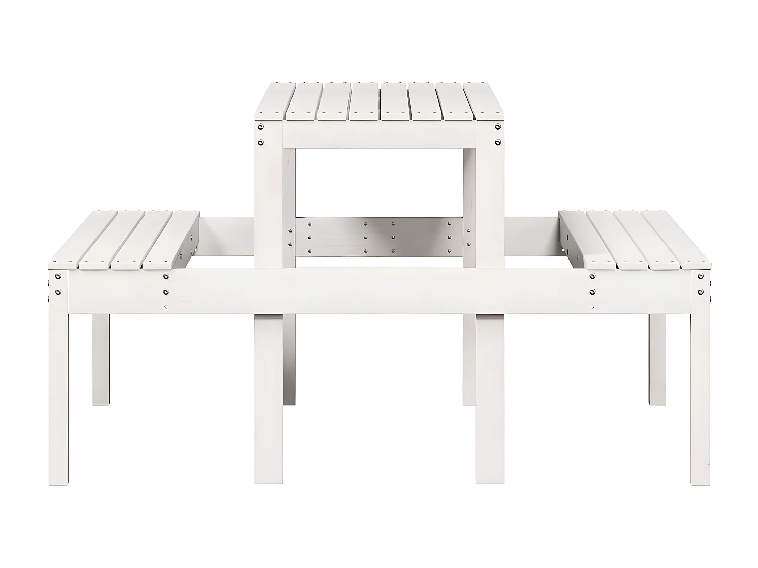 Horrin  Table de pique-nique blanc 110x134x75 cm bois massif de pin