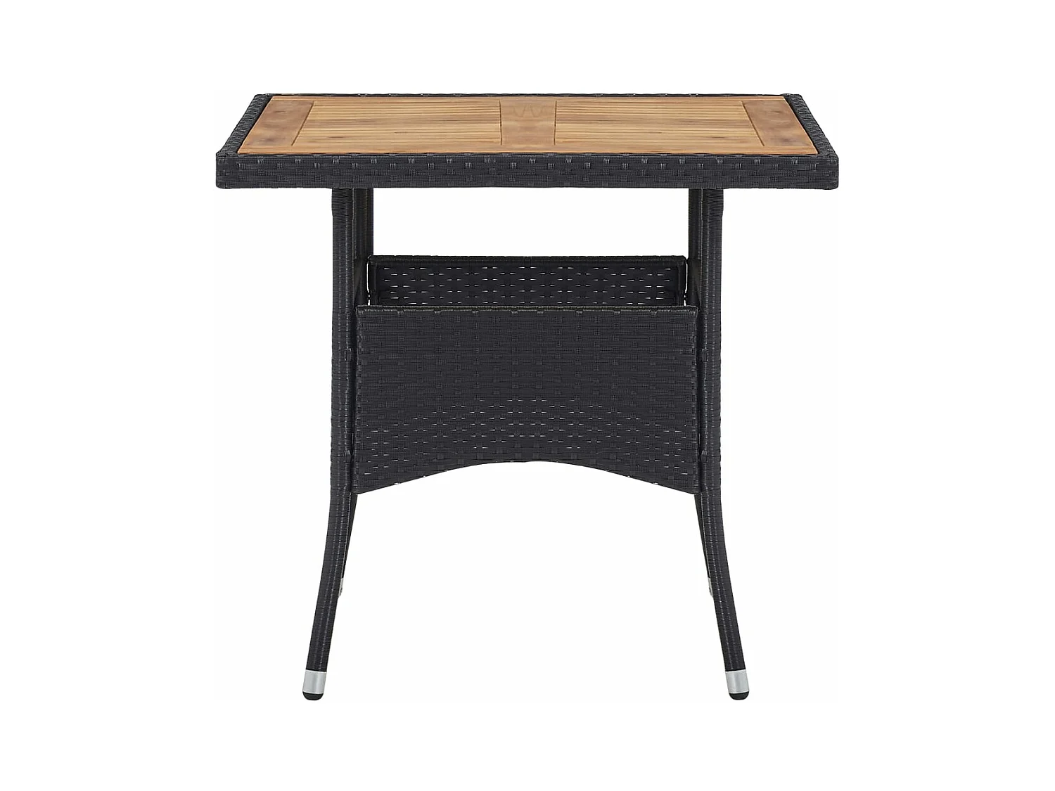 Marie-Bérengère  Table d'extérieur Noir Résine tressée et bois d'acacia solide