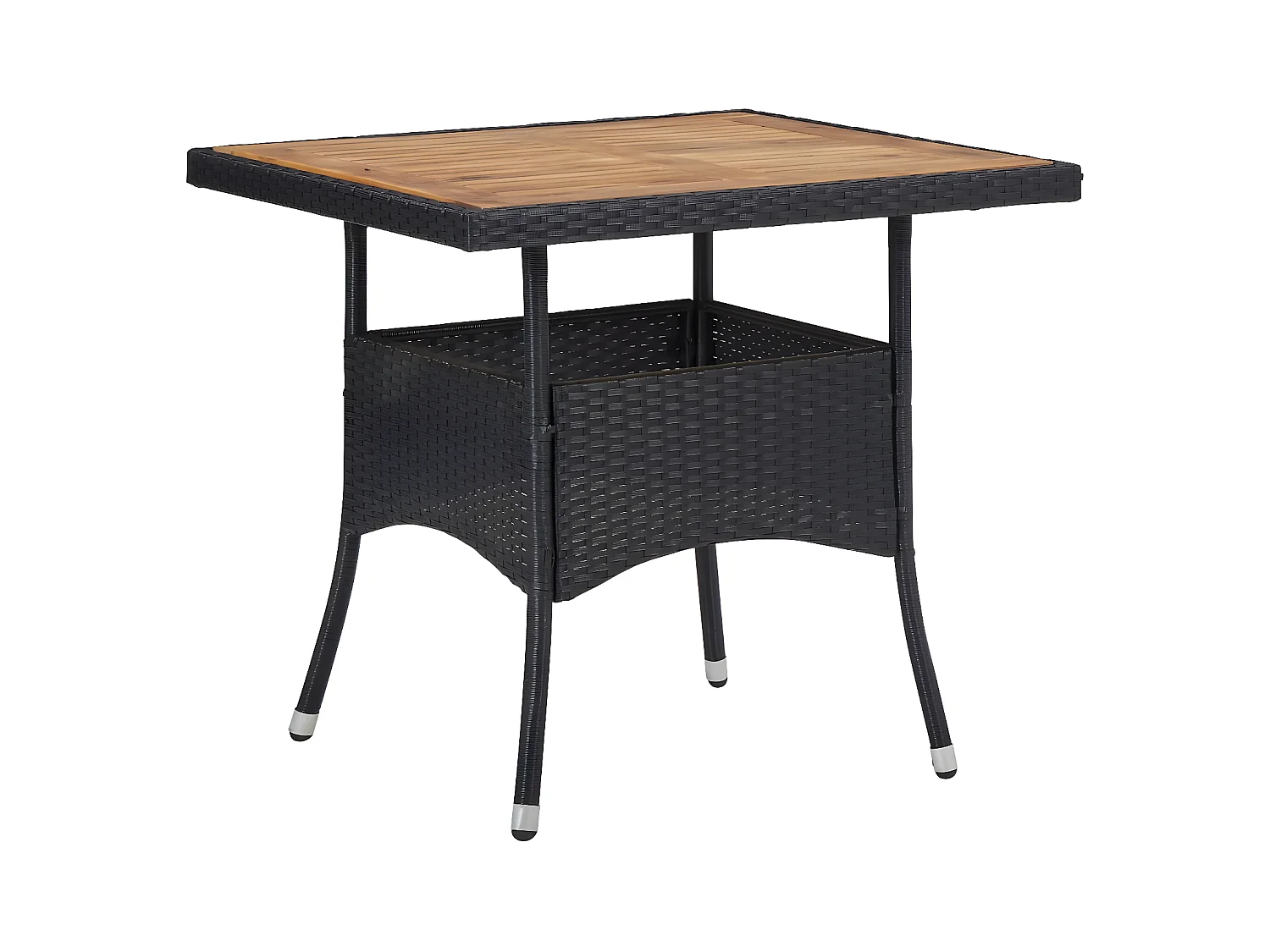 Marie-Bérengère  Table d'extérieur Noir Résine tressée et bois d'acacia solide