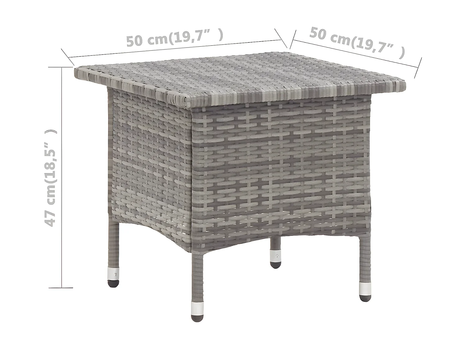 Thorvin  Theetafel 50x50x47 cm poly rattan grijs