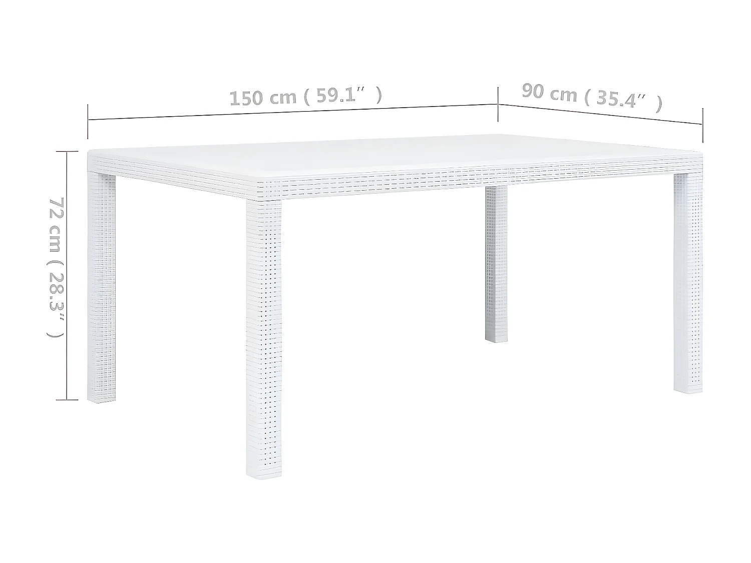 Celandor  Table de jardin Blanc 150x90x72 cm Plastique Aspect de rotin