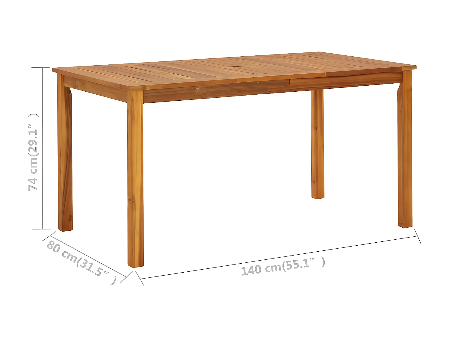 Amiens  Table de jardin 140x80x74 cm Bois d'acacia massif