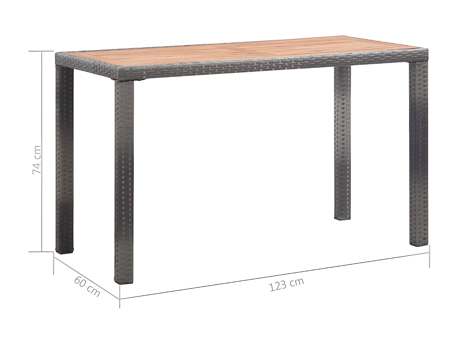 Aurora Marie  Table de jardin Anthracite et marron 123x60x74 cm Bois d'acacia