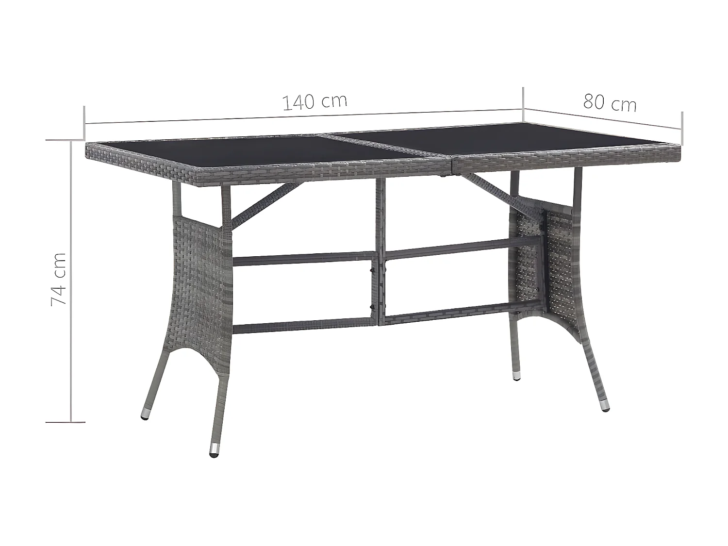 Prolenta Premium -  Gartentisch Grau 140 x 80 x 74 cm Poly Rattan