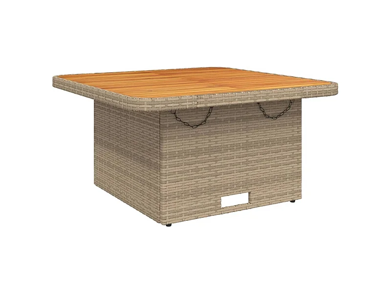 Rucphen  Gartentisch Beige 80x80x71 cm Poly Rattan und Akazienholz