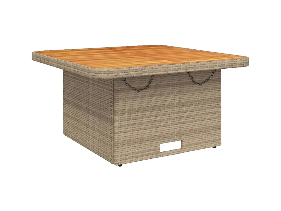 Rucphen  Table de jardin beige 80x80x71 cm résine tressée et bois acacia