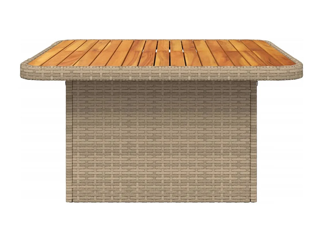 Rucphen  Table de jardin beige 80x80x71 cm résine tressée et bois acacia