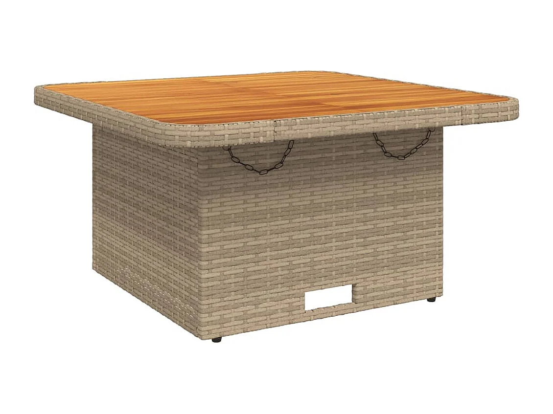 Rucphen  Table de jardin beige 80x80x71 cm résine tressée et bois acacia