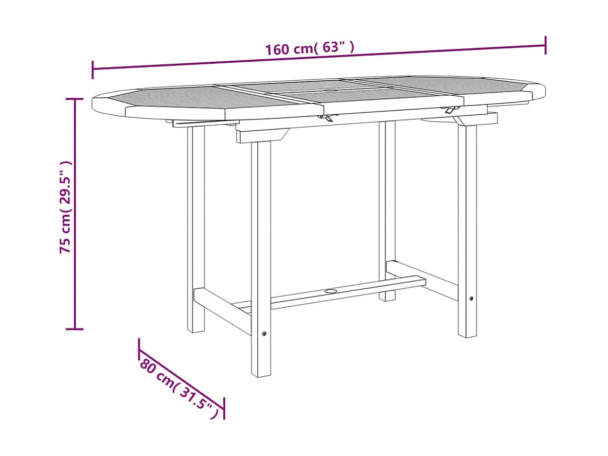 Sylanor  Table extensible de jardin 110-160x80x75 cm bois de teck solide