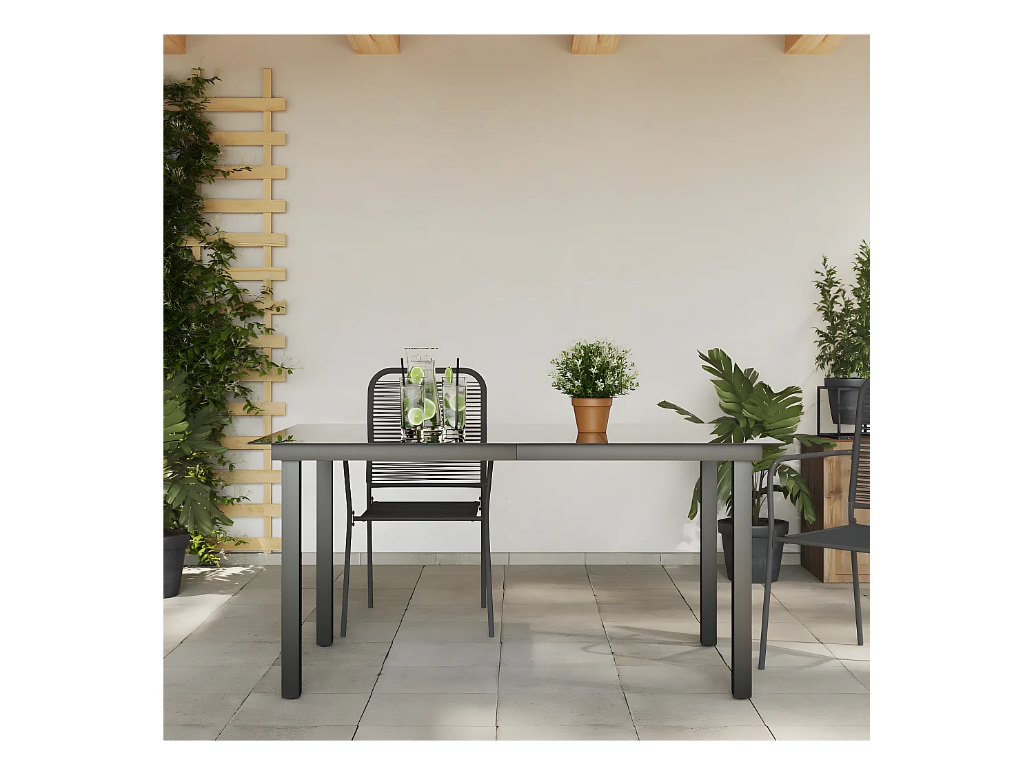 Xendel  Tuintafel 150x90x74 cm aluminium en glas zwart