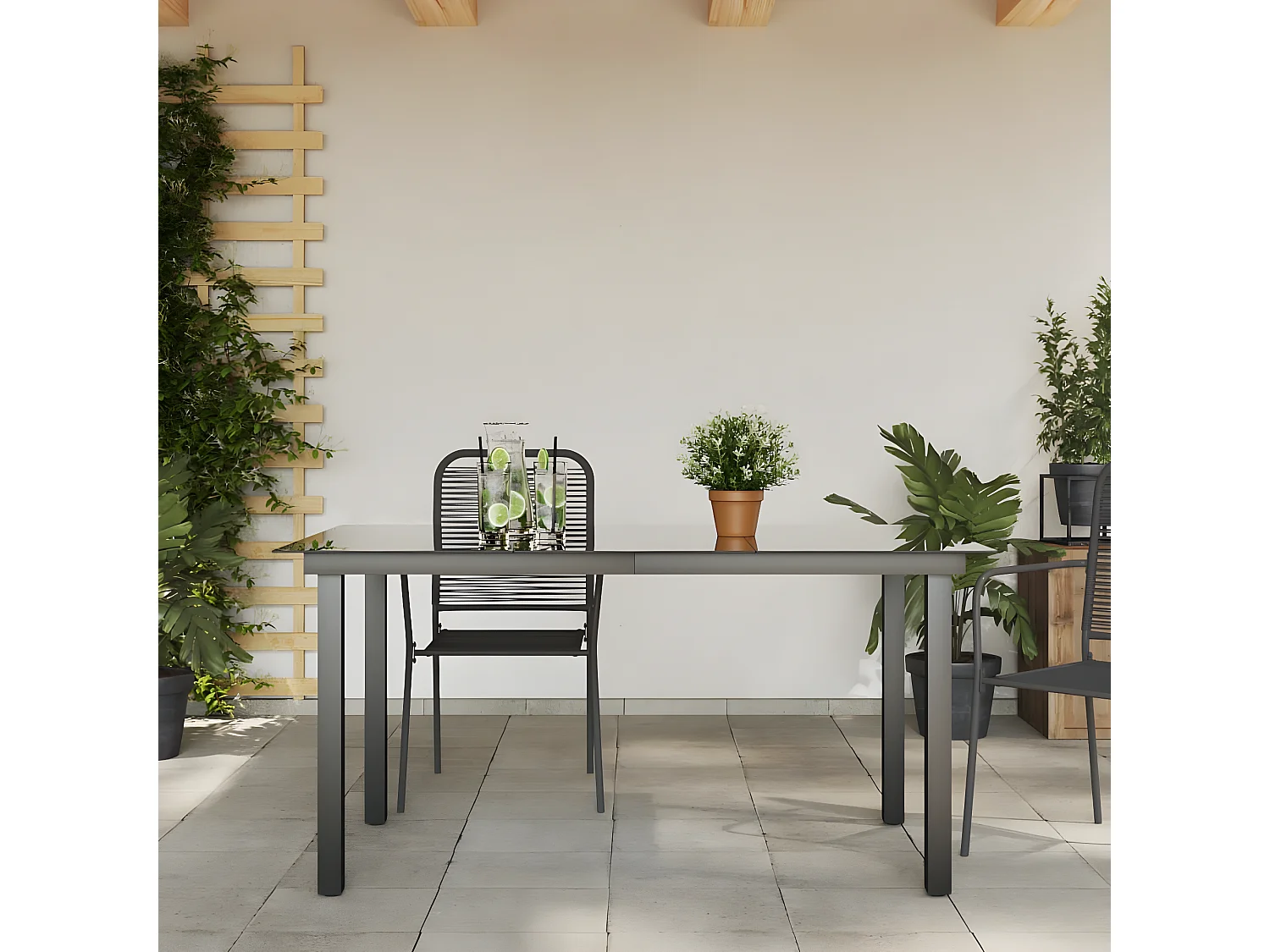 Xendel  Table de jardin Noir 150x90x74 cm Aluminium et verre