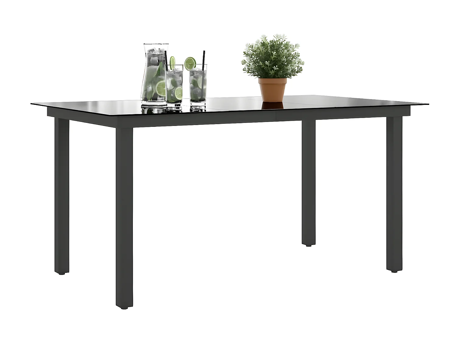 Xendel  Table de jardin Noir 150x90x74 cm Aluminium et verre