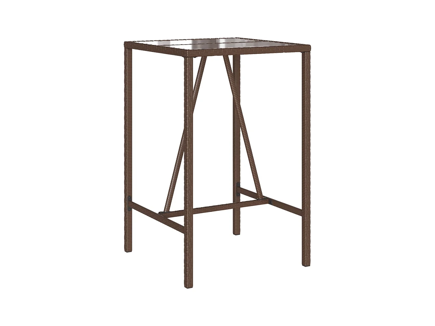 Village Green-Green Ridge  Table de bar d’extérieur marron 70x70x110 cm résine tressée