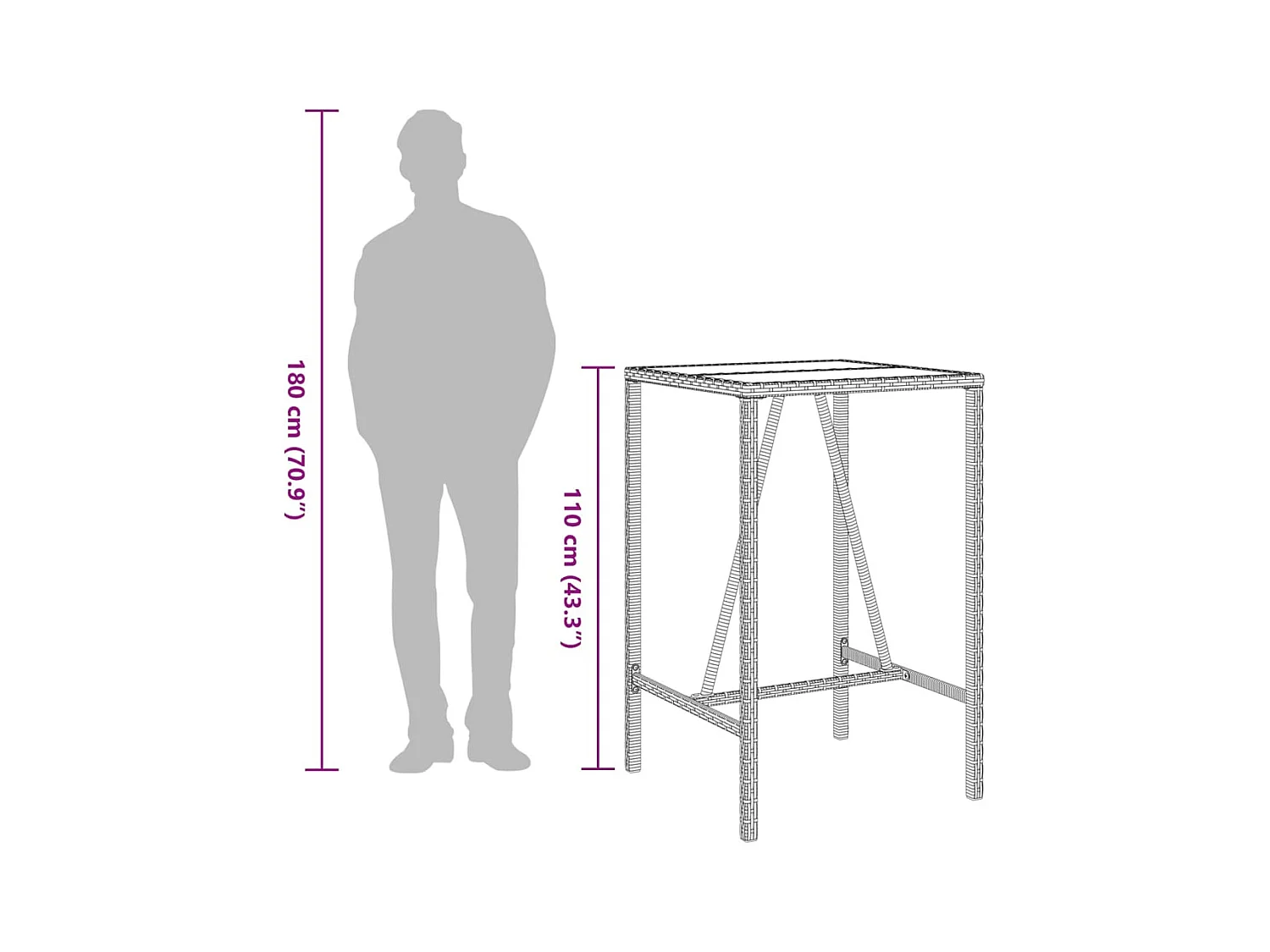 Village Green-Green Ridge  Tuinbartafel 70x70x110 cm poly rattan bruin