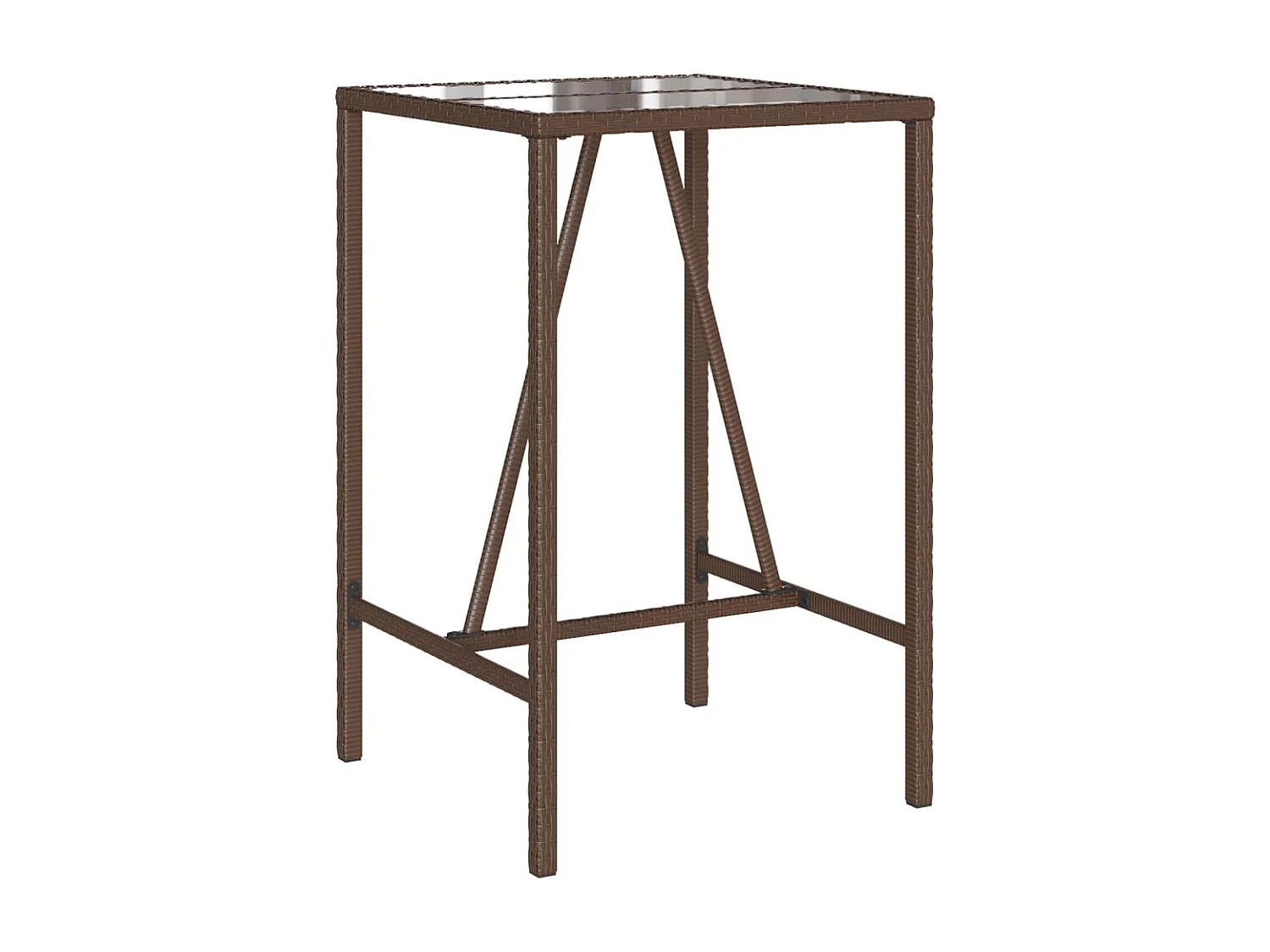 Village Green-Green Ridge  Table de bar d’extérieur marron 70x70x110 cm résine tressée