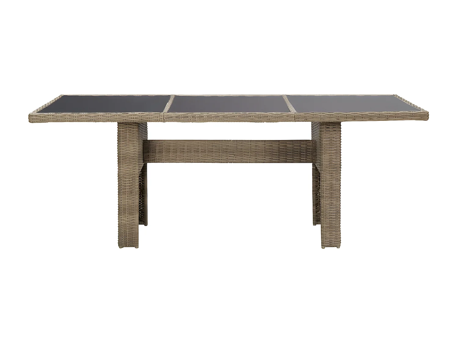 Christina  Garten-Esstisch Braun 200x100x74 cm Glas und Poly Rattan