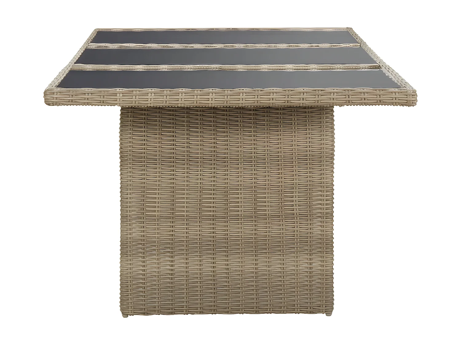 Christina  Garten-Esstisch Braun 200x100x74 cm Glas und Poly Rattan