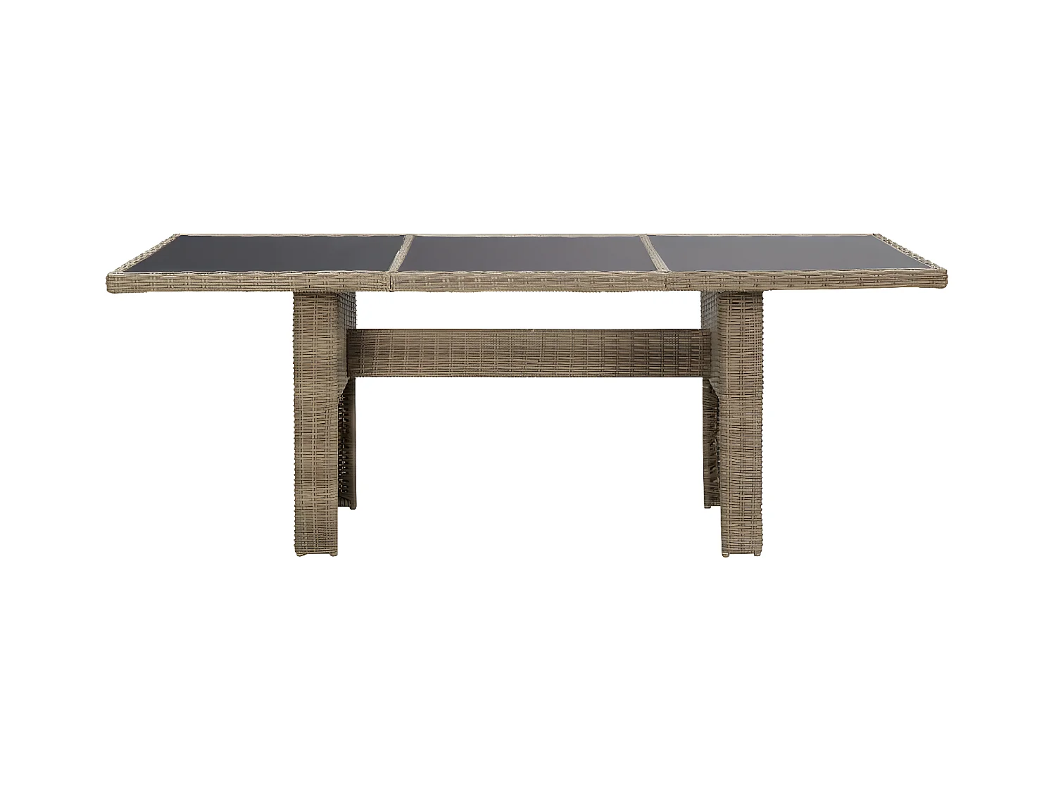 Christina  Tuintafel 200x100x74 cm glas en poly rattan bruin