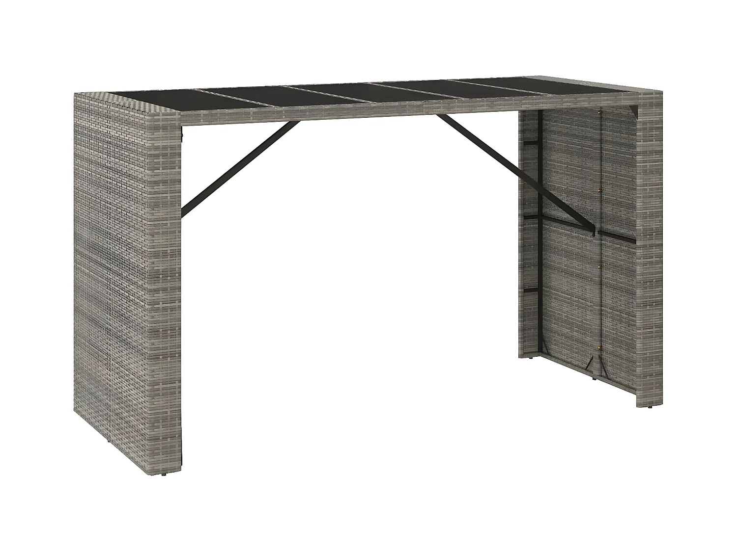 Lou  Bartafel met glazen blad 185x80x110 cm poly rattan grijs