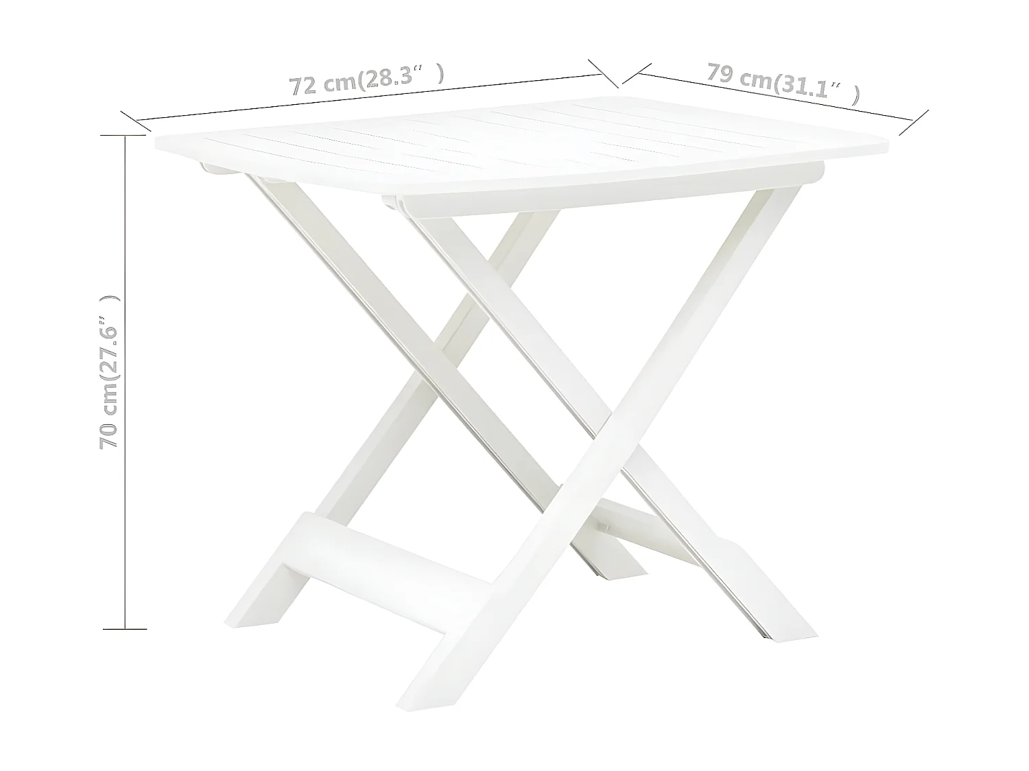 Thylenor  Table pliable de jardin Blanc 79x72x70 cm Plastique