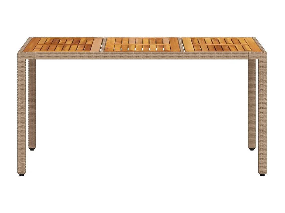 Garden Furniture -  Tuintafel 150x90x75 cm poly rattan en massief acaciahout beige