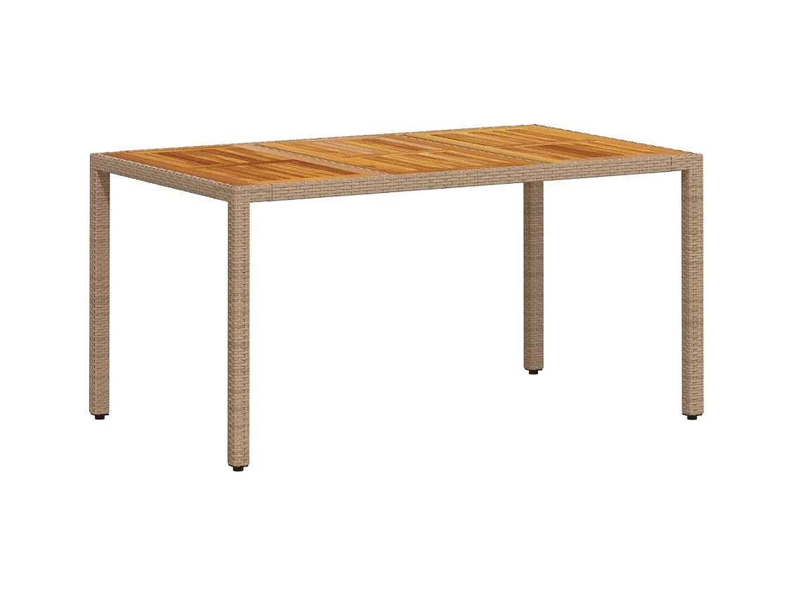 Garden Furniture -  Table de jardin beige 150x90x75 cm résine tressée bois d'acacia