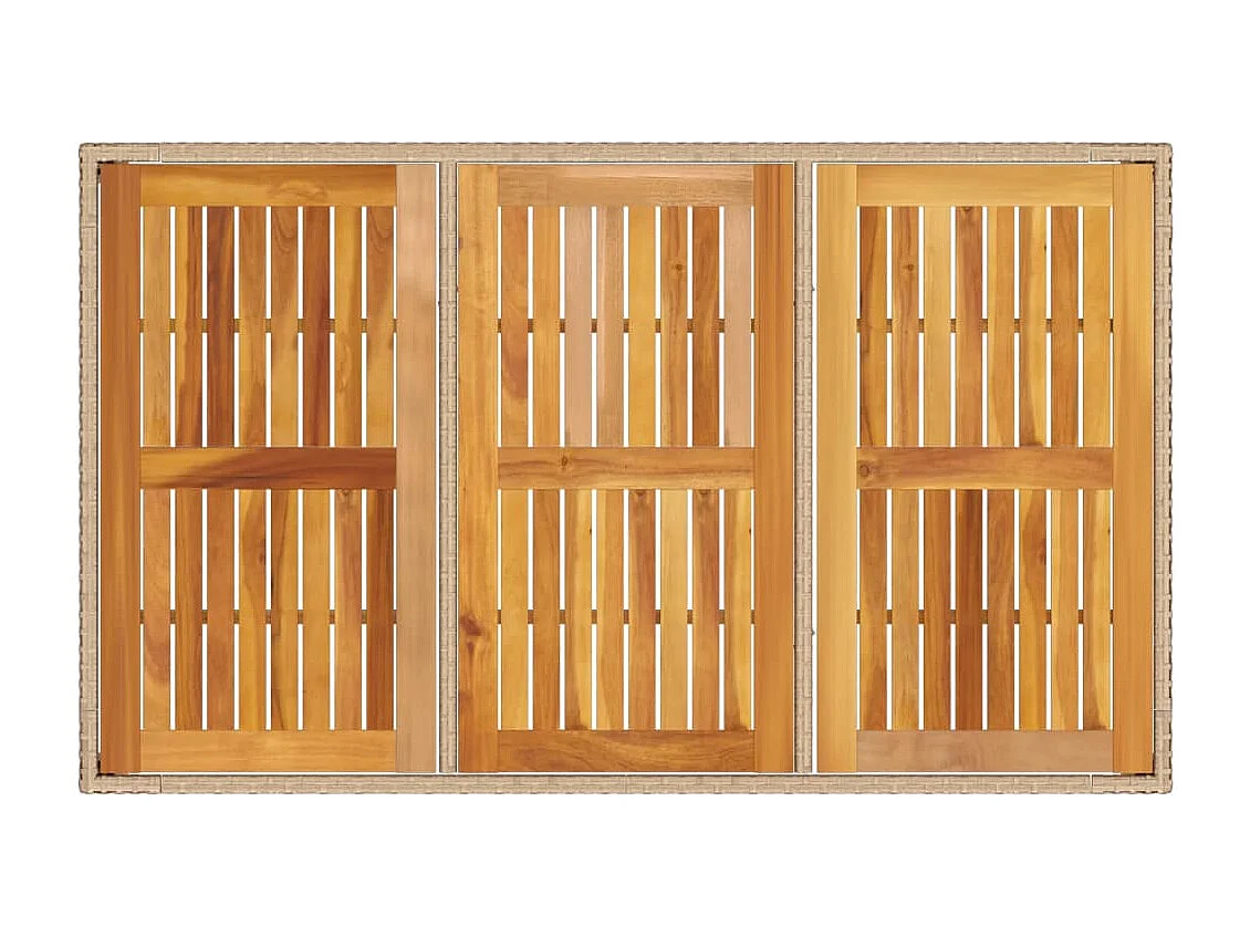 Garden Furniture -  Table de jardin beige 150x90x75 cm résine tressée bois d'acacia