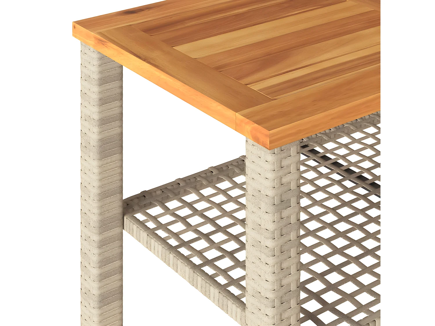 Centreville  Table de jardin beige 70x38x42 cm résine tressée et bois acacia