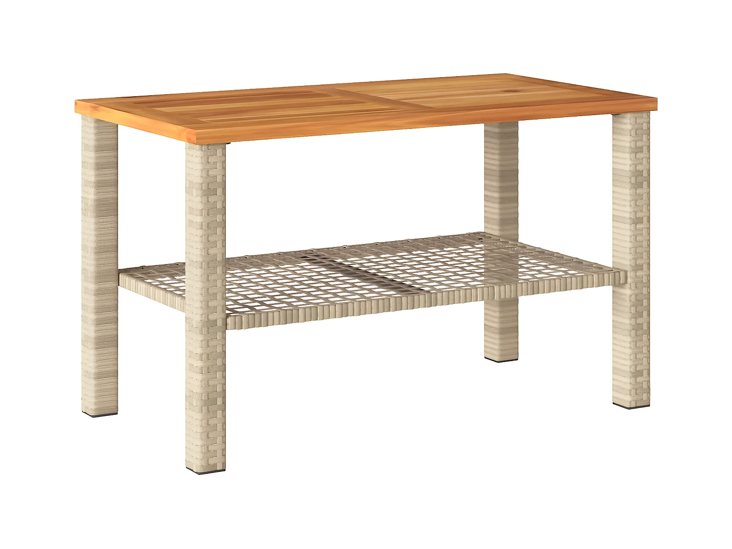 Centreville  Table de jardin beige 70x38x42 cm résine tressée et bois acacia