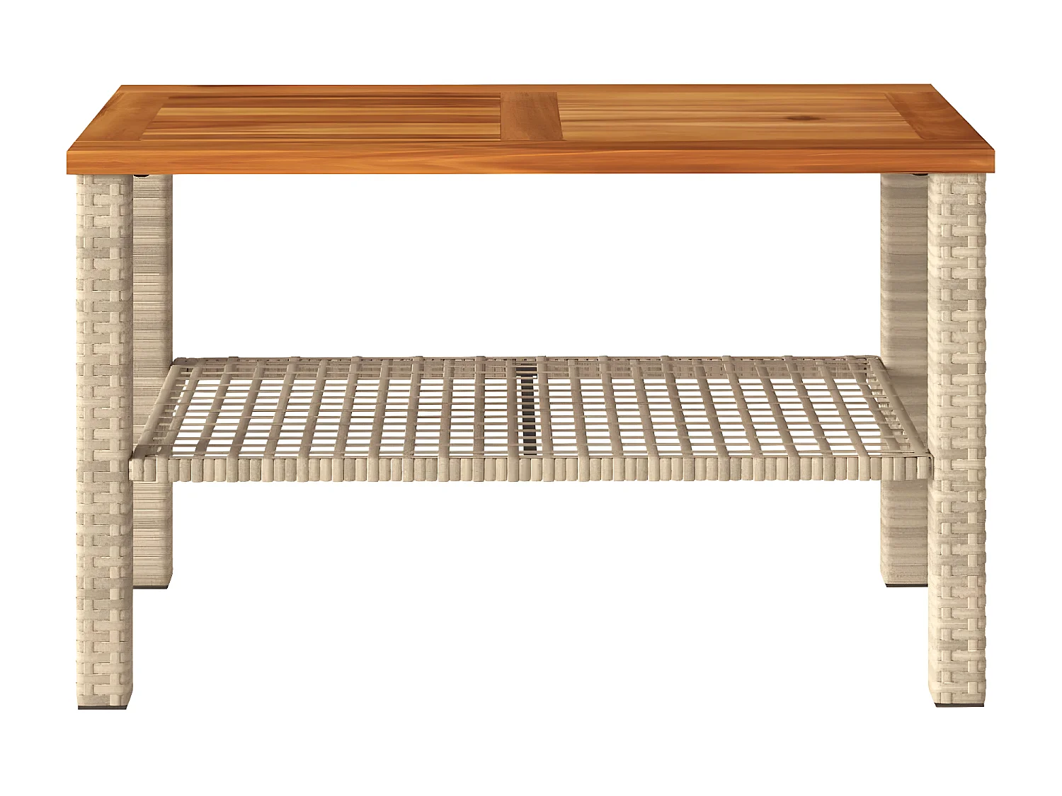 Centreville  Table de jardin beige 70x38x42 cm résine tressée et bois acacia