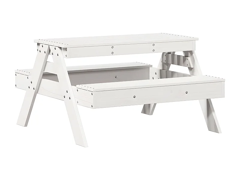 Quindel  Table de pique-nique pour enfants blanc bois massif de pin