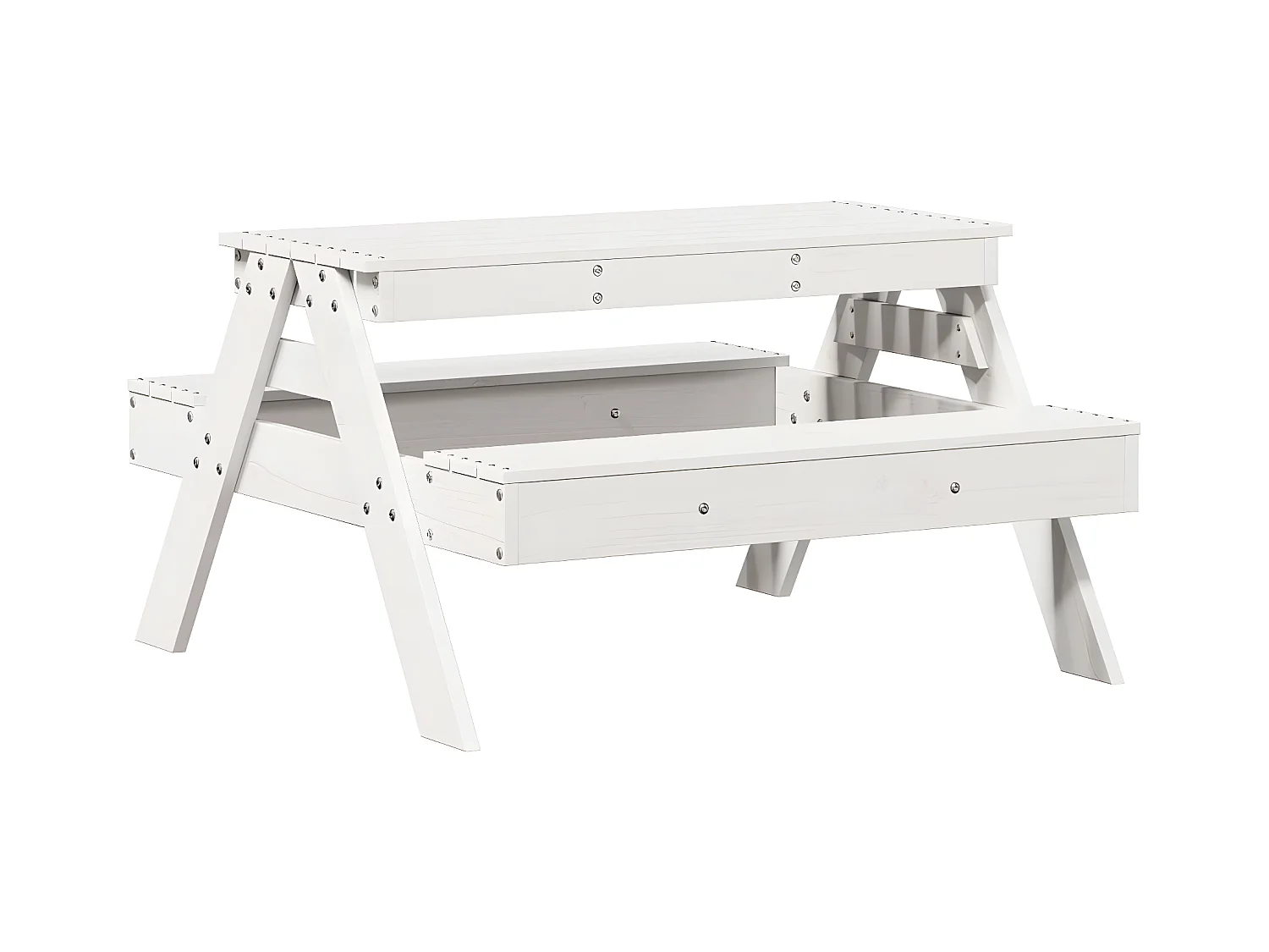 Quindel  Table de pique-nique pour enfants blanc bois massif de pin