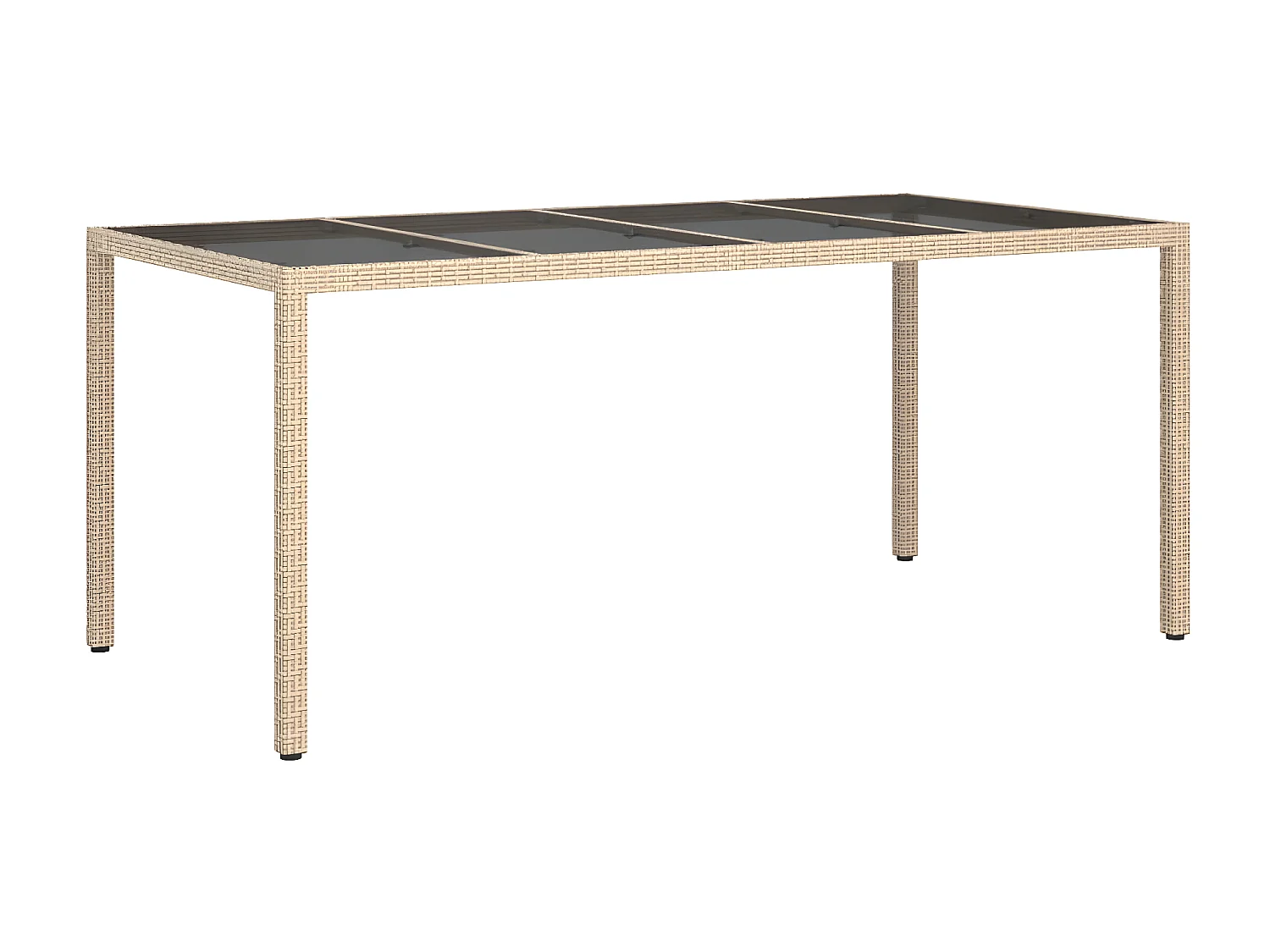 Orson  Tuintafel 190x90x75 cm gehard glas en poly rattan beige