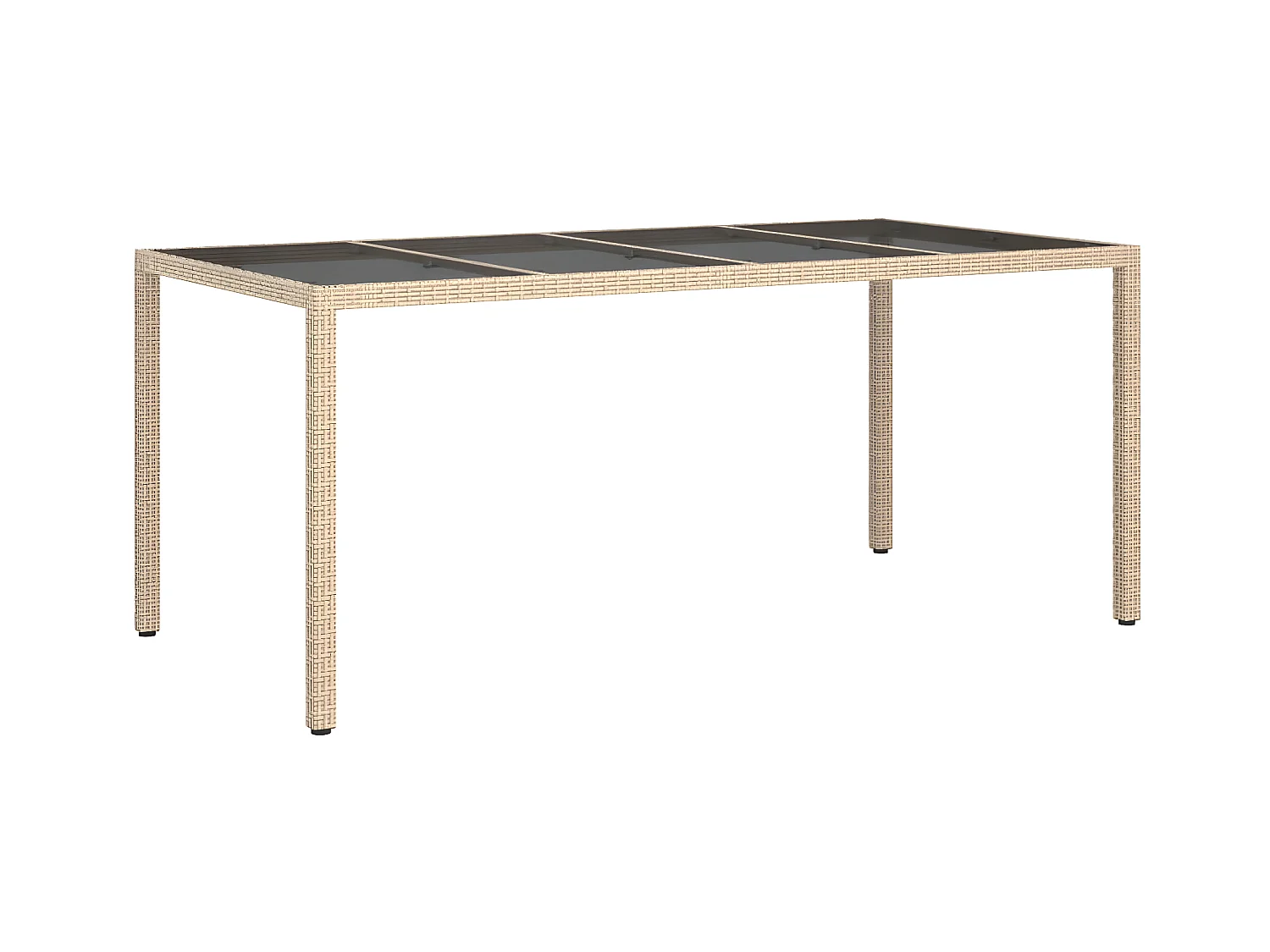 Orson  Table de jardin Beige 190x90x75 cm Verre trempé/résine tressée