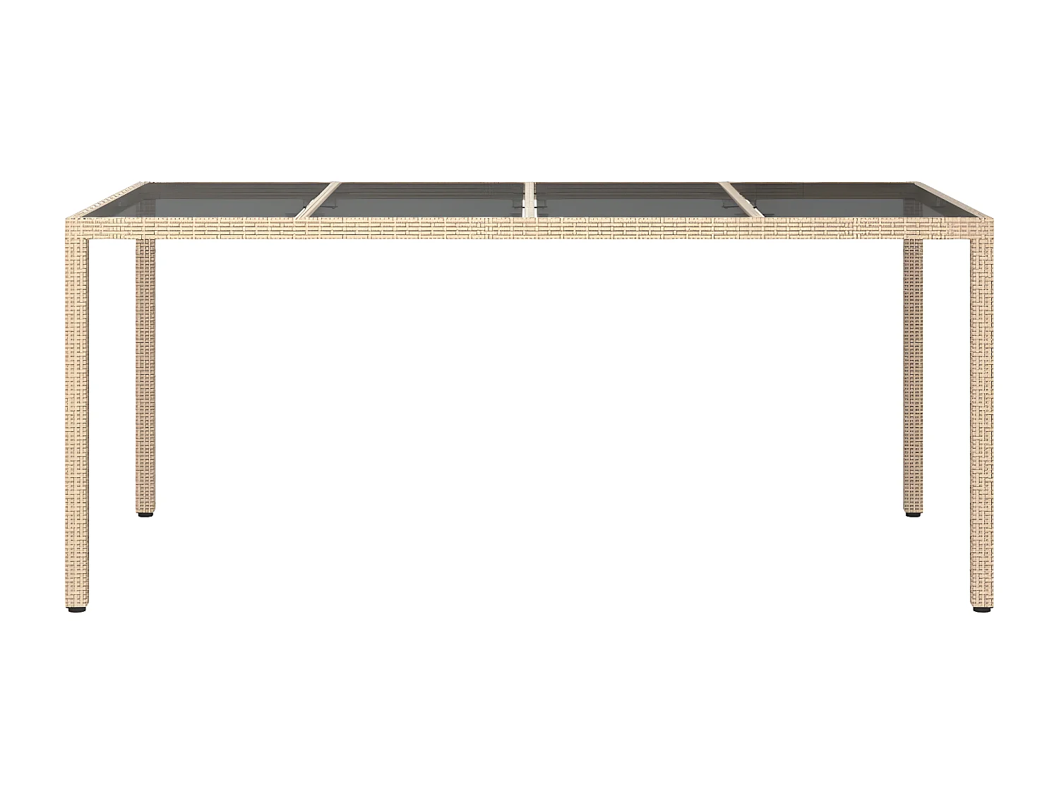 Orson  Table de jardin Beige 190x90x75 cm Verre trempé/résine tressée
