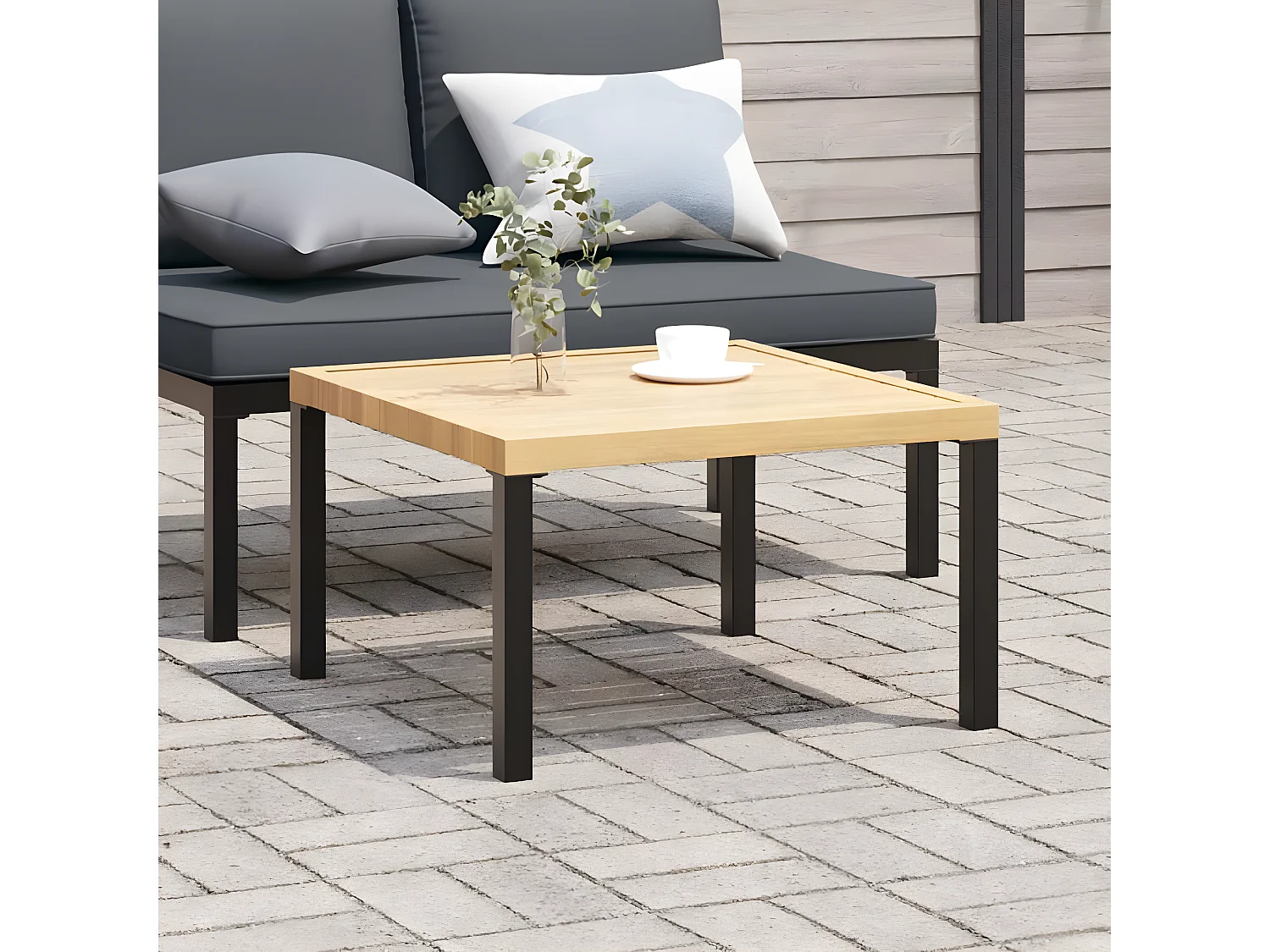 Garden Furniture -  Table basse de jardin noir 65x65x40 cm aluminium