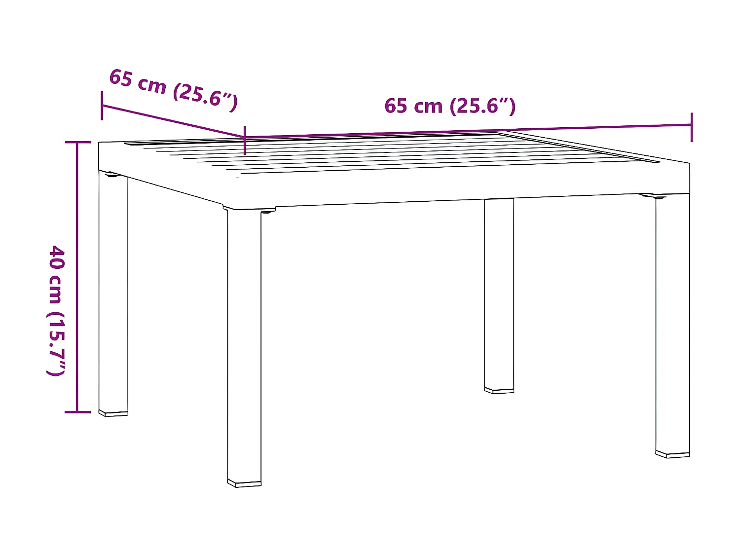 Garden Furniture -  Table basse de jardin noir 65x65x40 cm aluminium