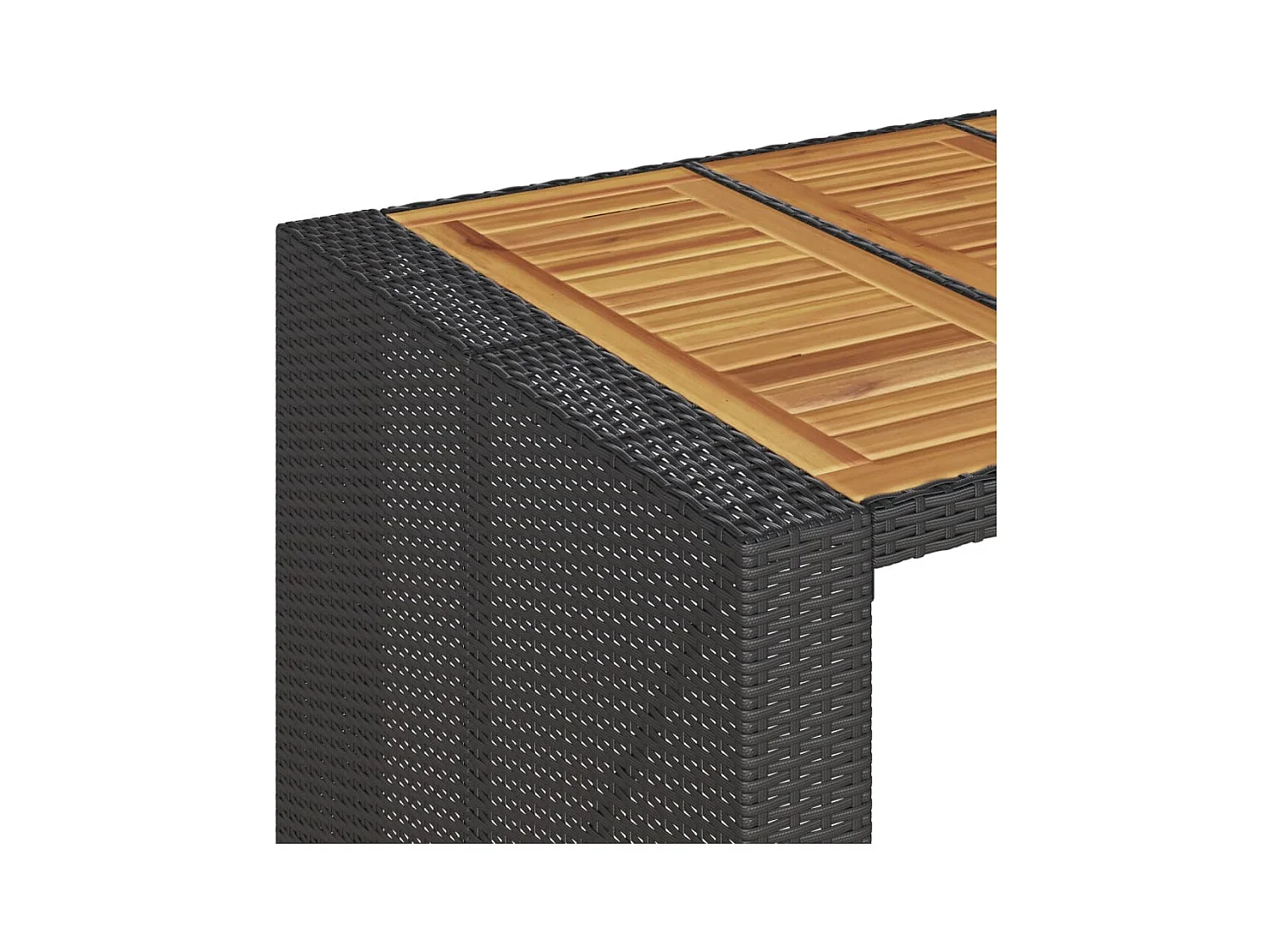 Karaca  Garten-Bartisch mit Holzplatte Schwarz 185x80x110 cm Polyrattan