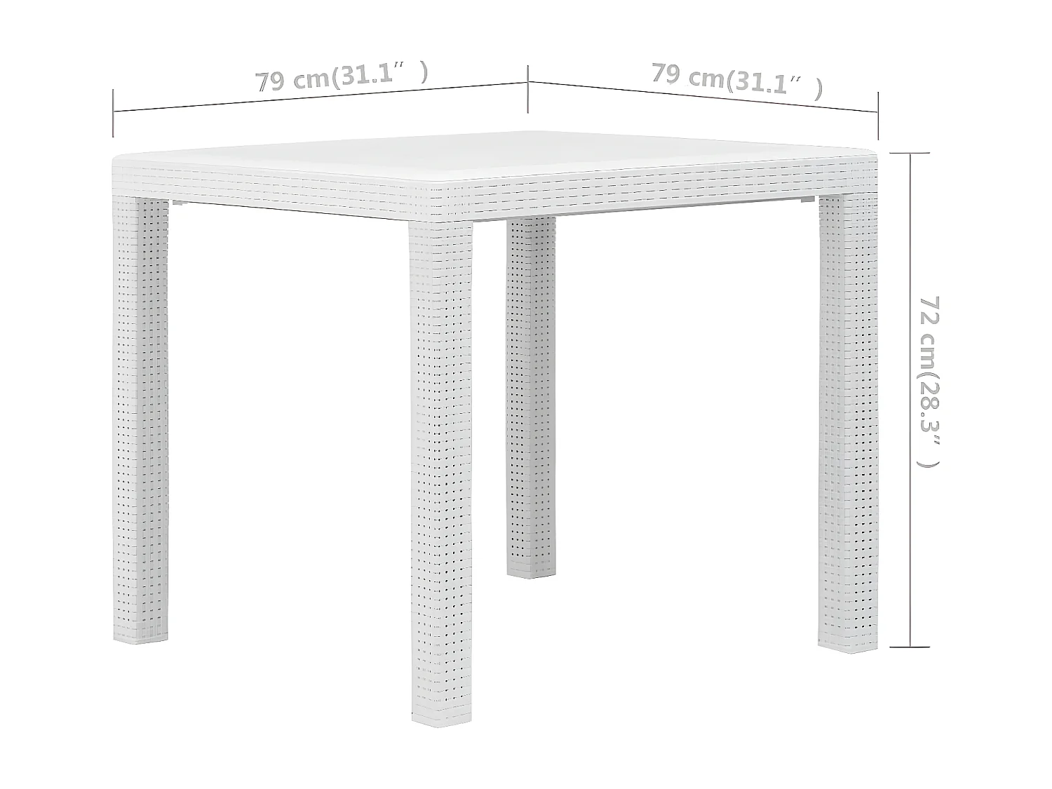 Celandor  Gartentisch Weiß 79x79x72 cm Kunststoff Rattan-Optik