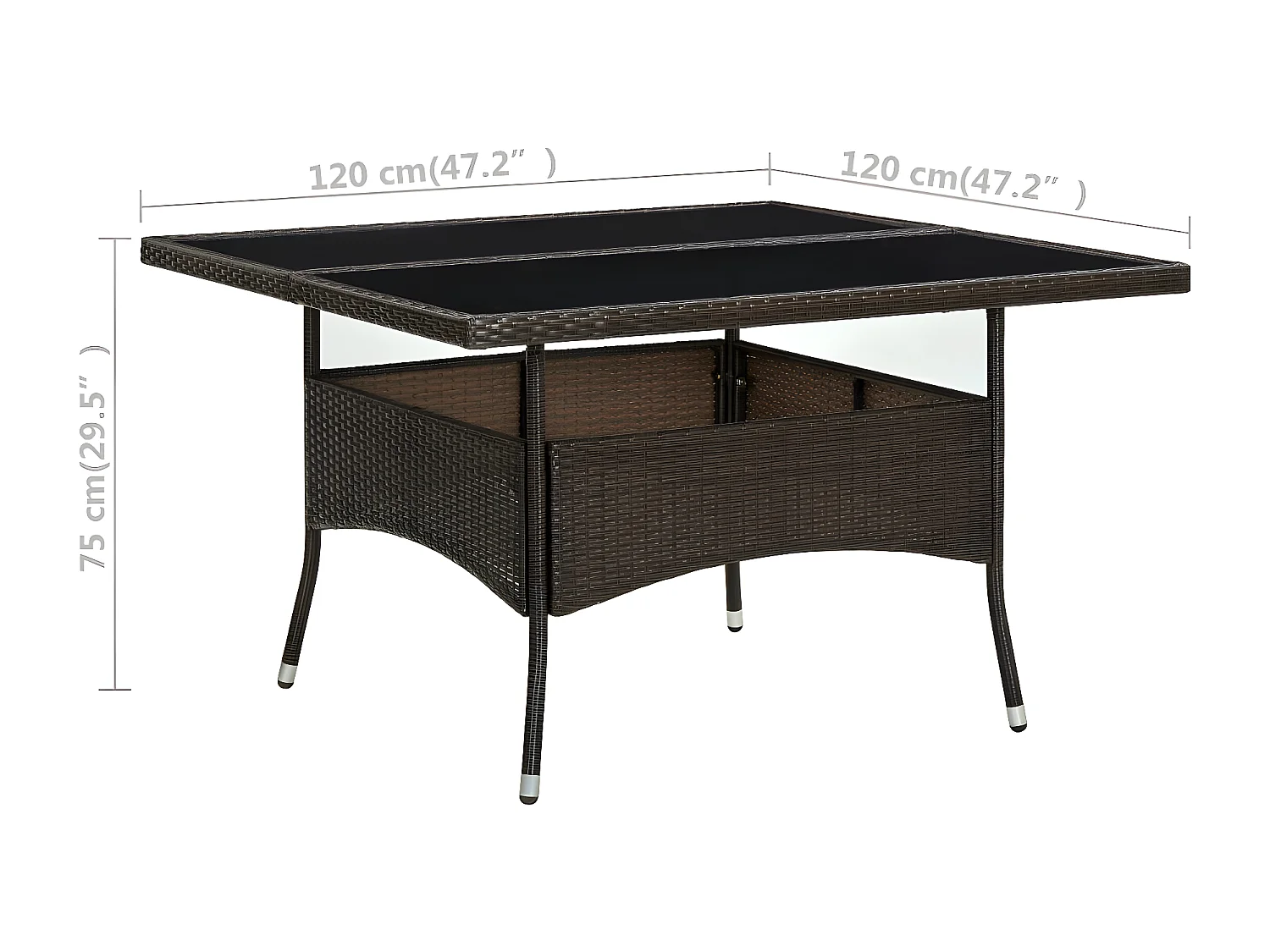 Tancredi  Tuintafel poly rattan en glas bruin