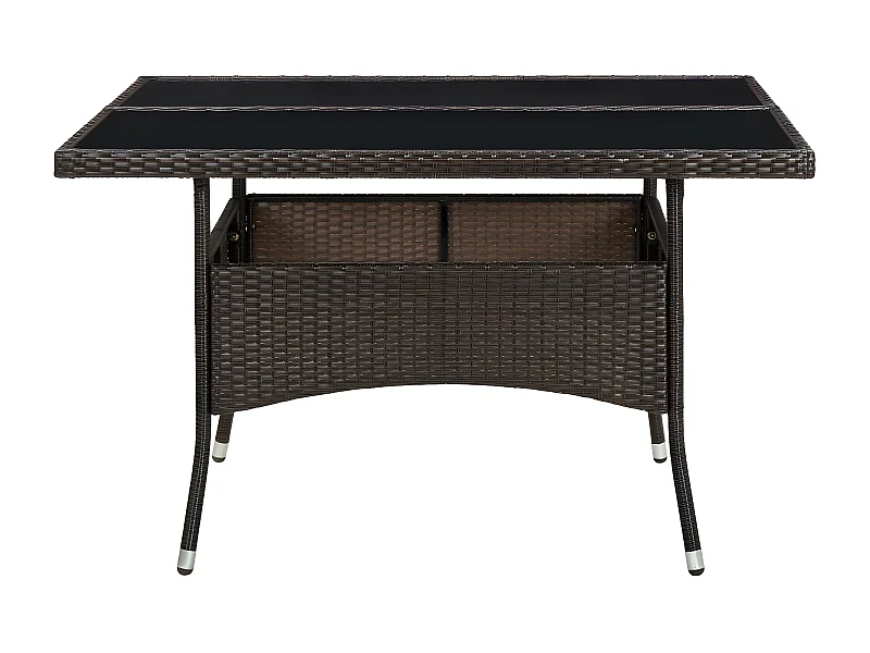 Tancredi  Table à dîner d'extérieur Marron Résine tressée et verre