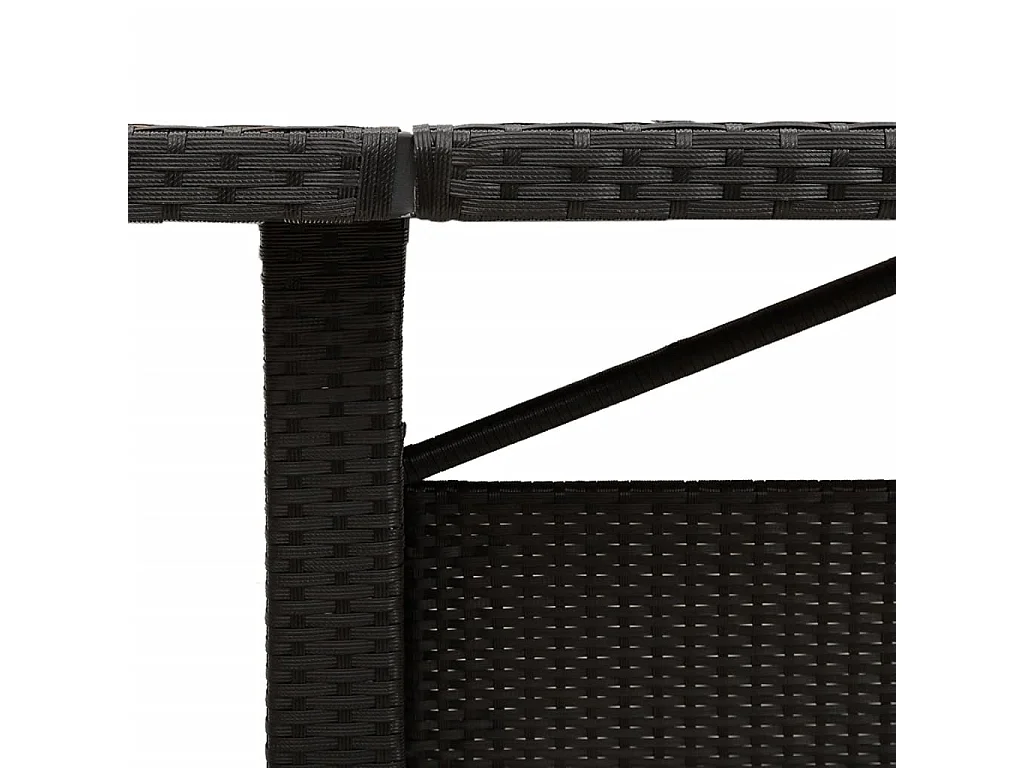 Michiel  Mesa de jardín superficie de vidrio ratán PE negro 240x90x75 cm