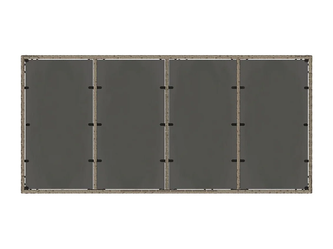 Michiel  Tuintafel met glazen blad 190x90x75 cm poly rattan grijs