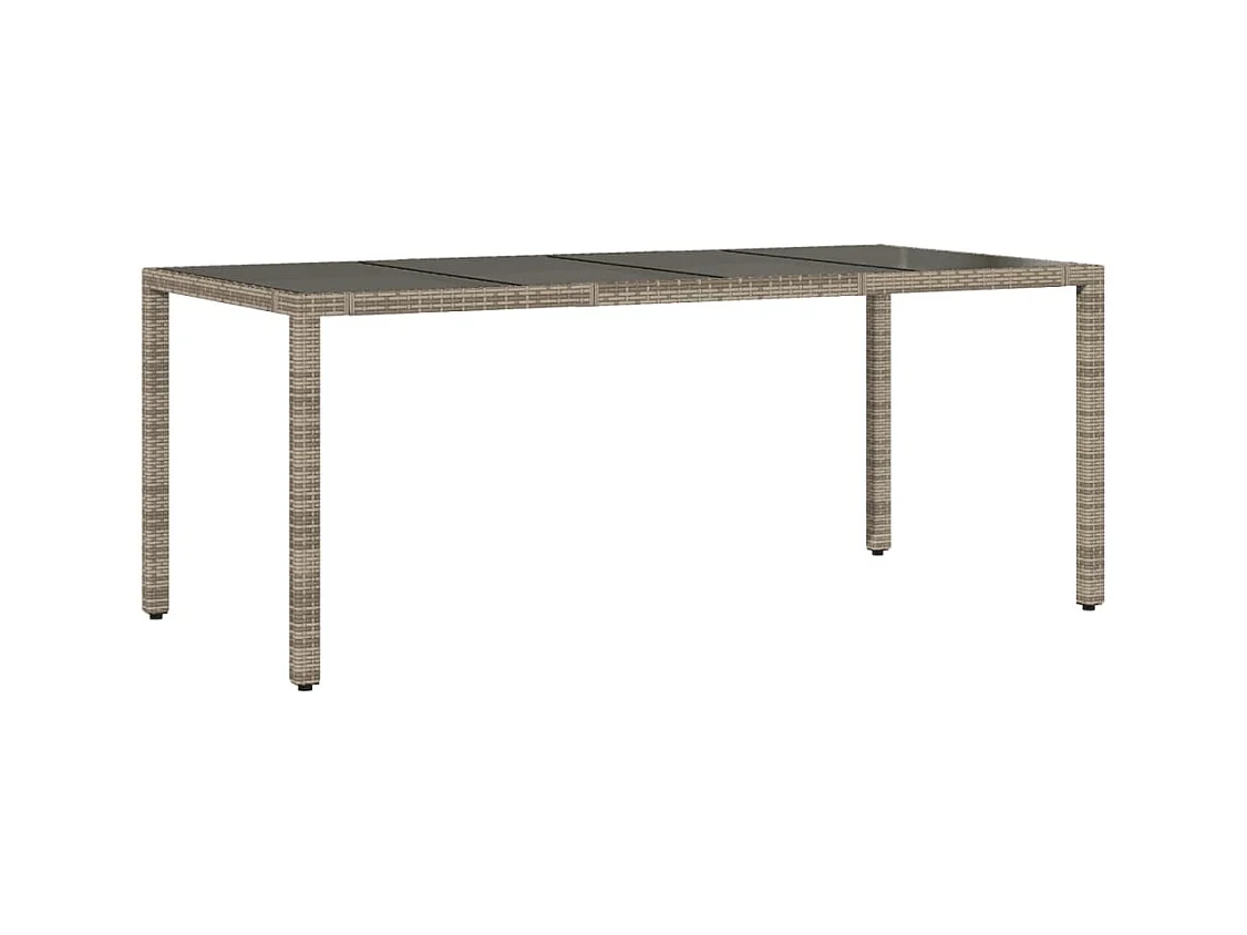 Michiel  Table de jardin dessus en verre Gris 190x90x75cm Résine tressée