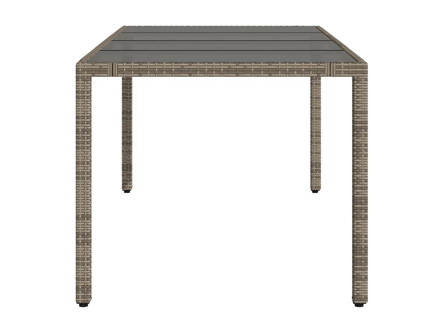 Michiel  Table de jardin dessus en verre Gris 190x90x75cm Résine tressée