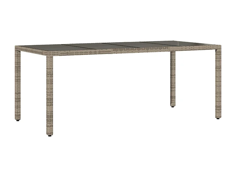 Michiel  Table de jardin dessus en verre Gris 190x90x75cm Résine tressée