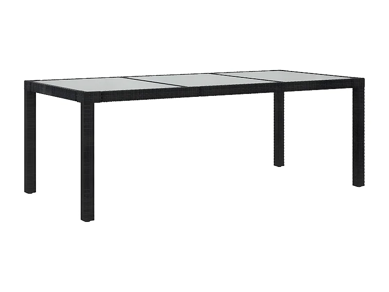 Orson  Tuintafel 190x90x75 cm gehard glas en poly rattan black