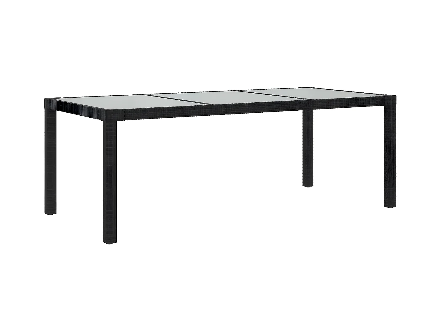Orson  Tuintafel 190x90x75 cm gehard glas en poly rattan black