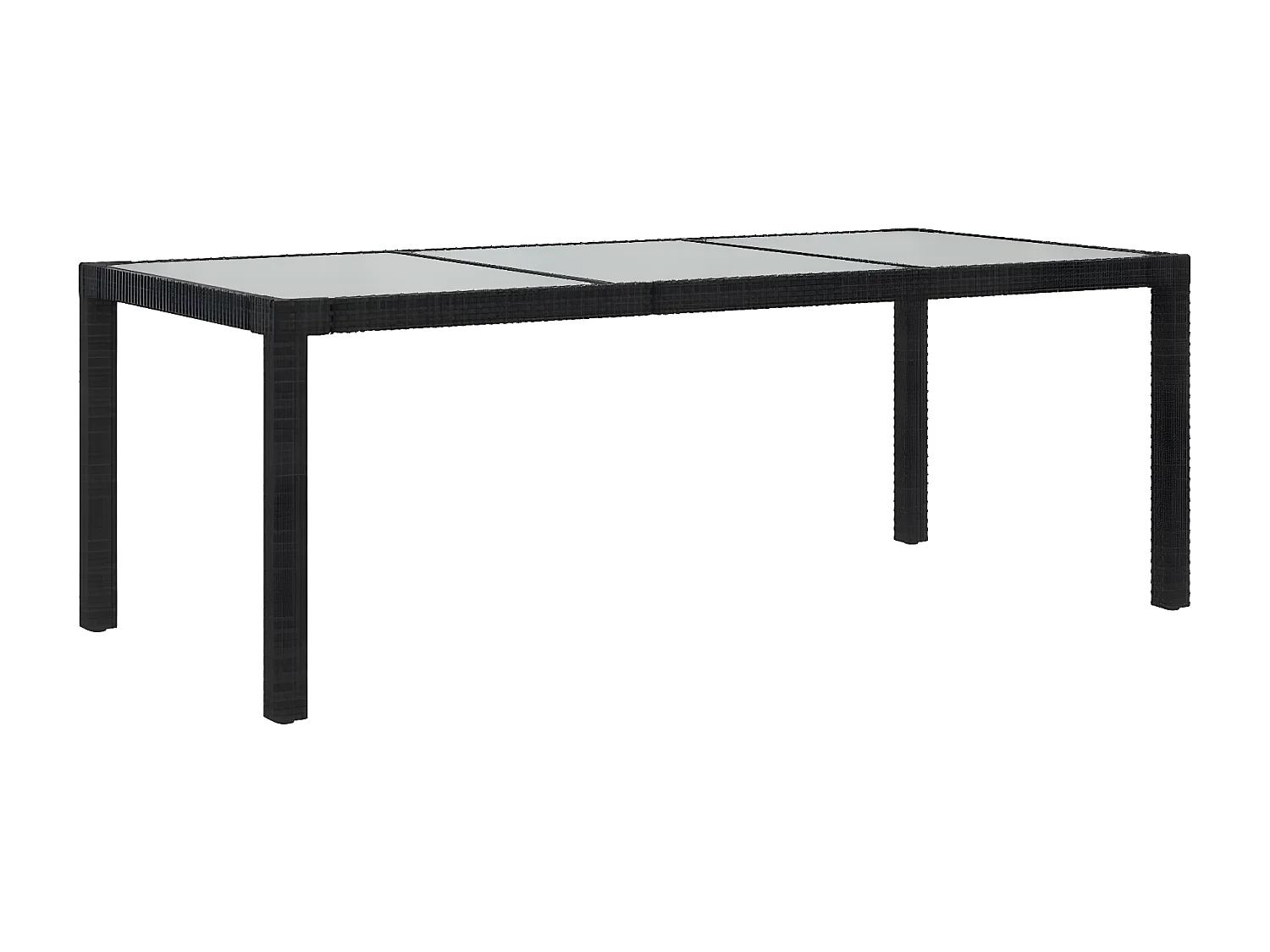 Orson  Table de jardin Noir 190x90x75 cm Verre trempé/résine tressée